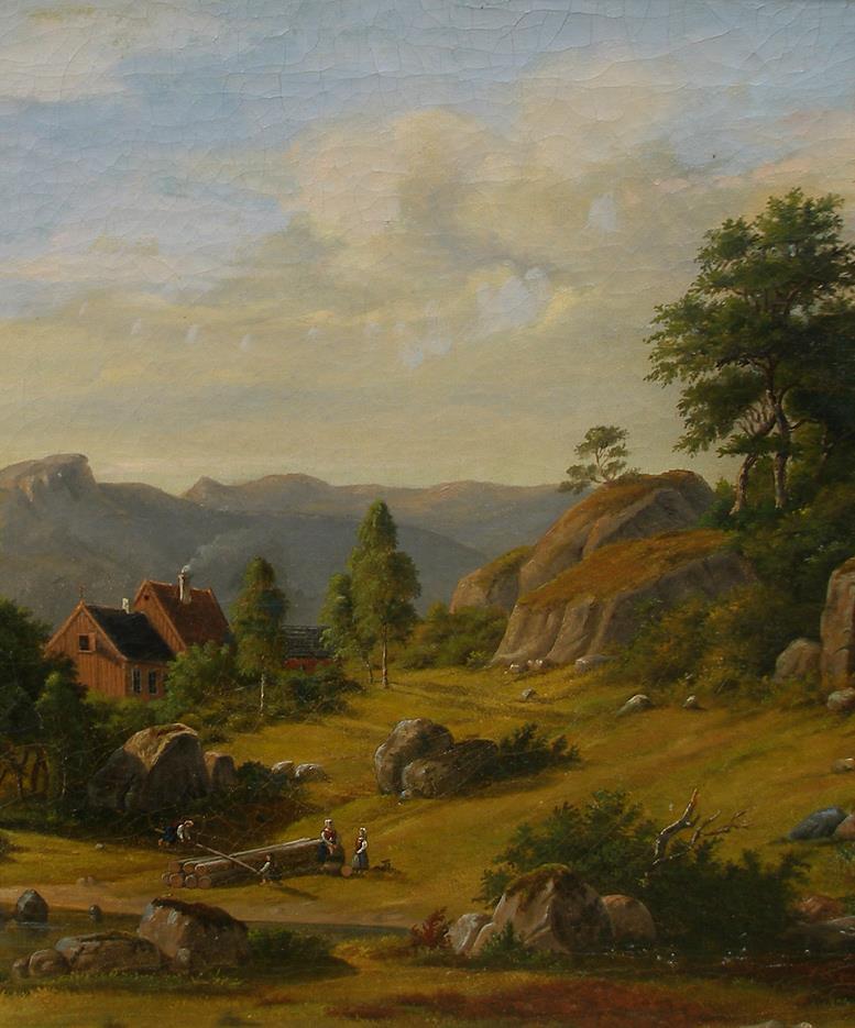 Professor FC Kiaerskou (1805)  Large Tyrolean Landscape with children playing