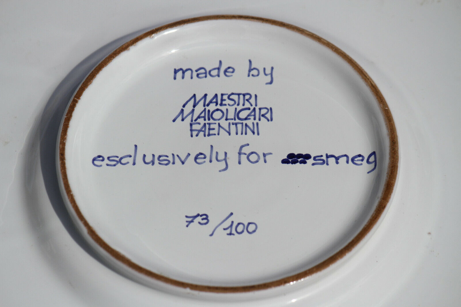 Rare Italian Ceramic Wall Plate Limited Edition Faenza Maestri Maiolicari SMEG