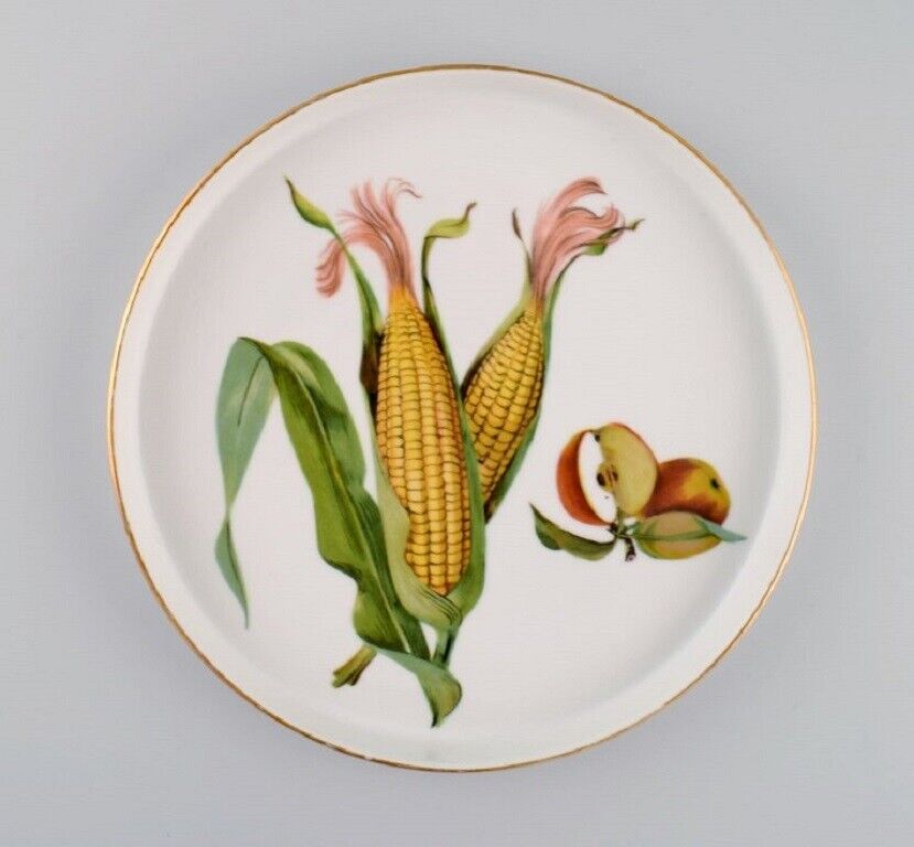 Royal Worcester England Six round porcelain dishes decorated with corn cobs