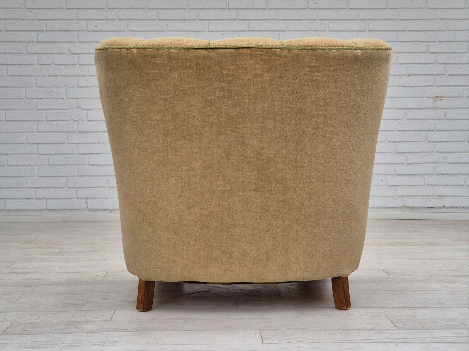 1960s Danish vintage armchair furniture velour dark beech wood