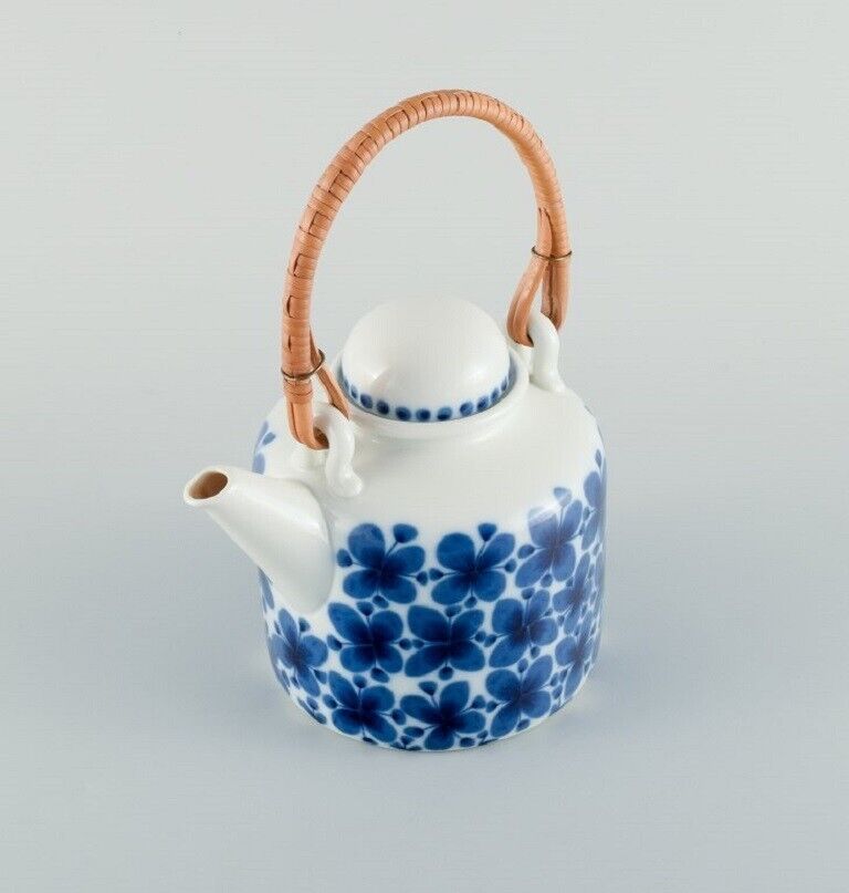 Rörstrand Mon Amie porcelain teapot with bamboo shank About 1940