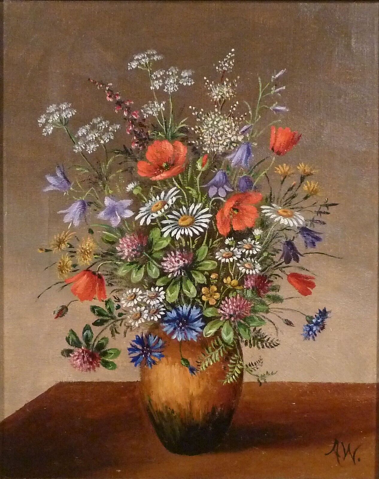 ANNA WESTPHAL! STILL LIFE COMPOSITION WITH WILD FLOWERS IN VASE