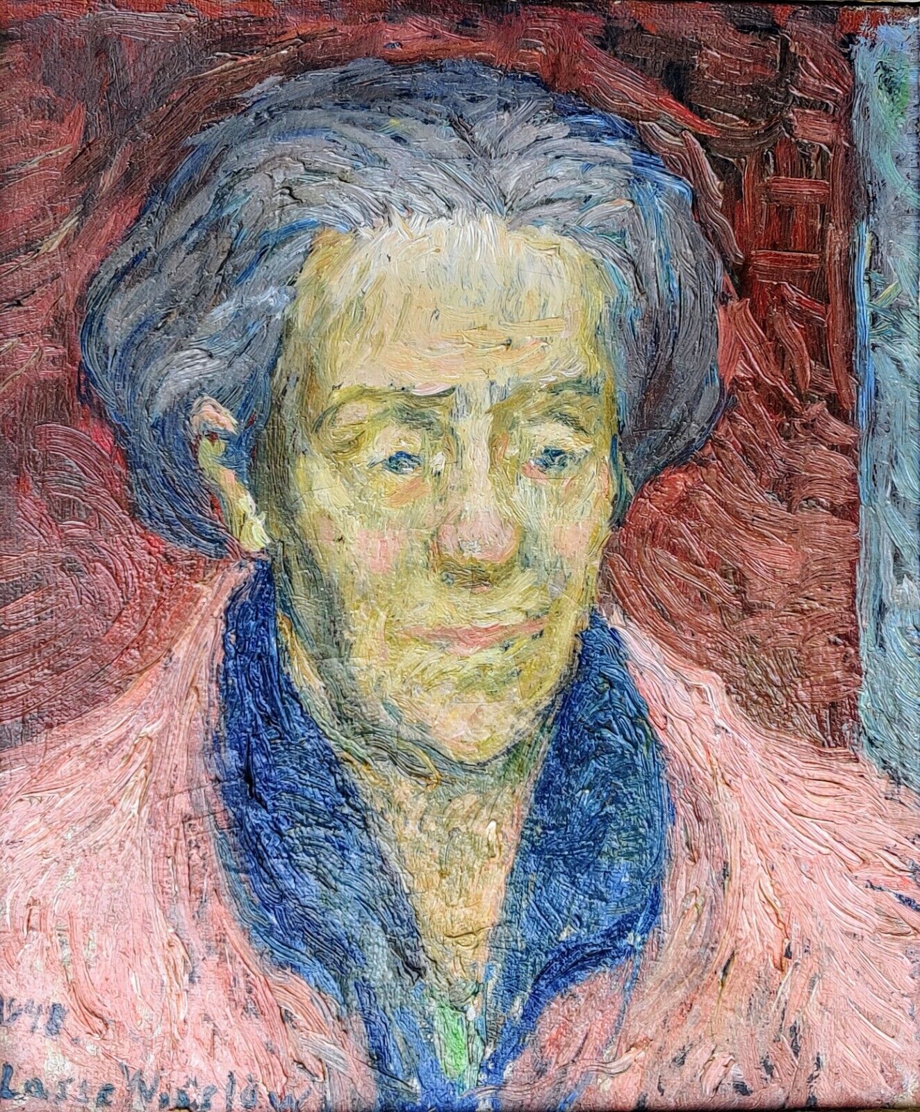 Lasse Winslöw (1911-2006): PORTRAIT IN PINK original oil low shipping!!!