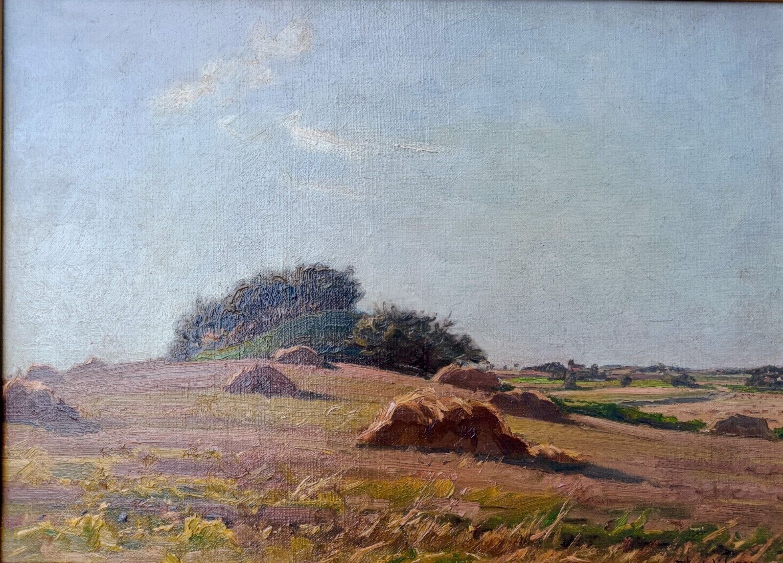 Alfred V Jensen  (1889-1960): SHEAVES OF HAY ON A HILL