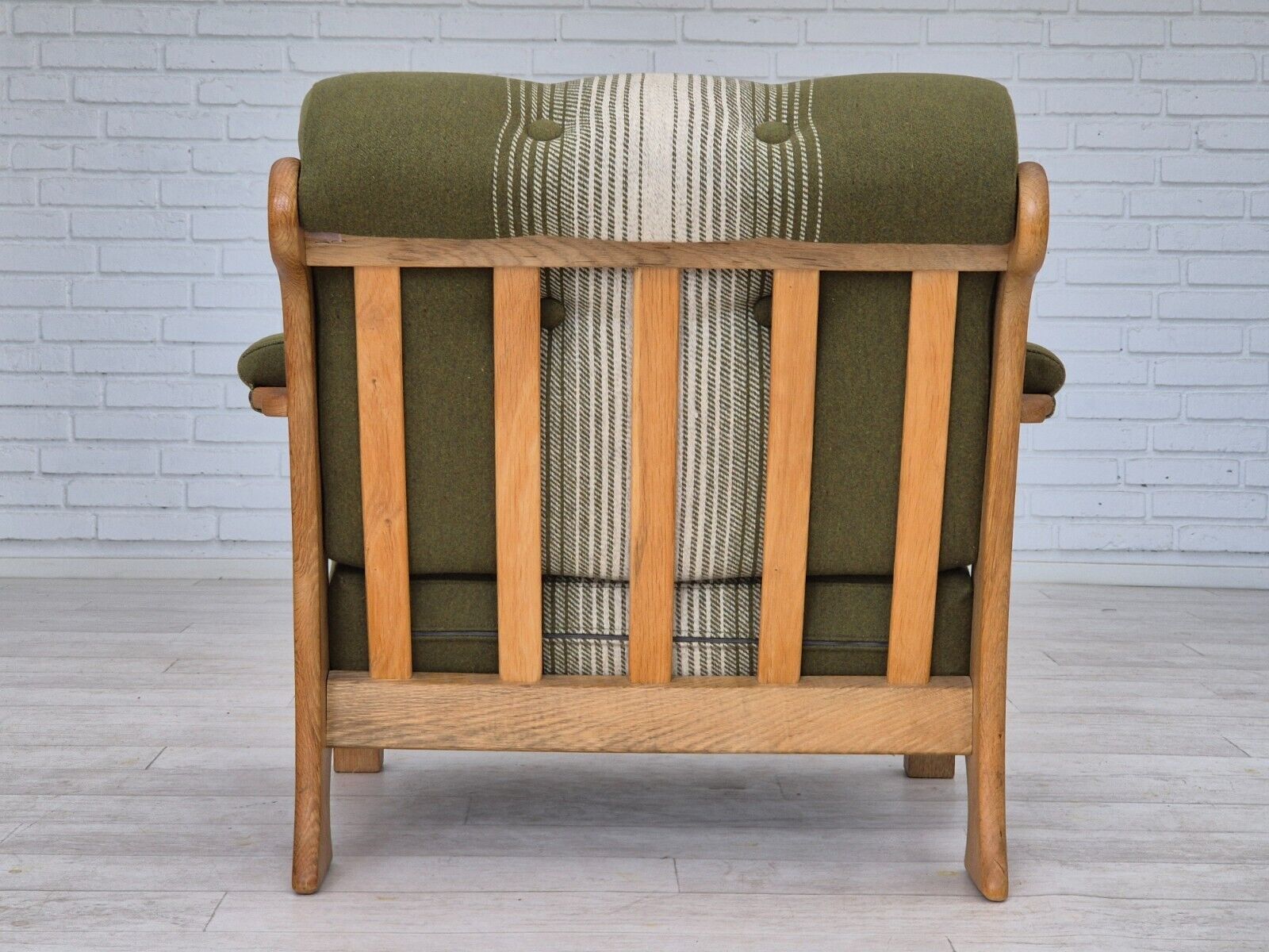 1970s Danish armchair original condition wool solid oak wood