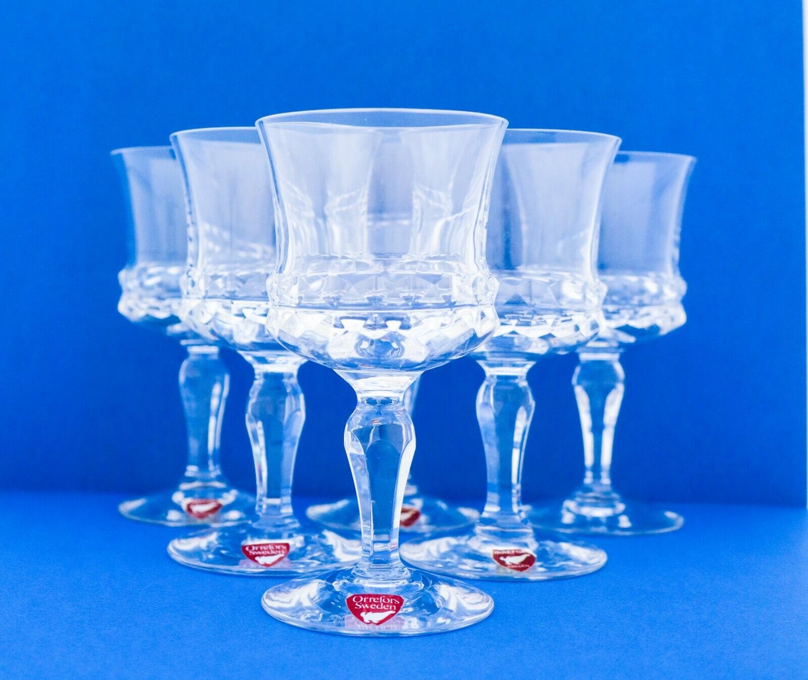 Set of 6 Crystal Shot Glasses Orrefors Sweden - Model Silvia by Ingeborg Lundin