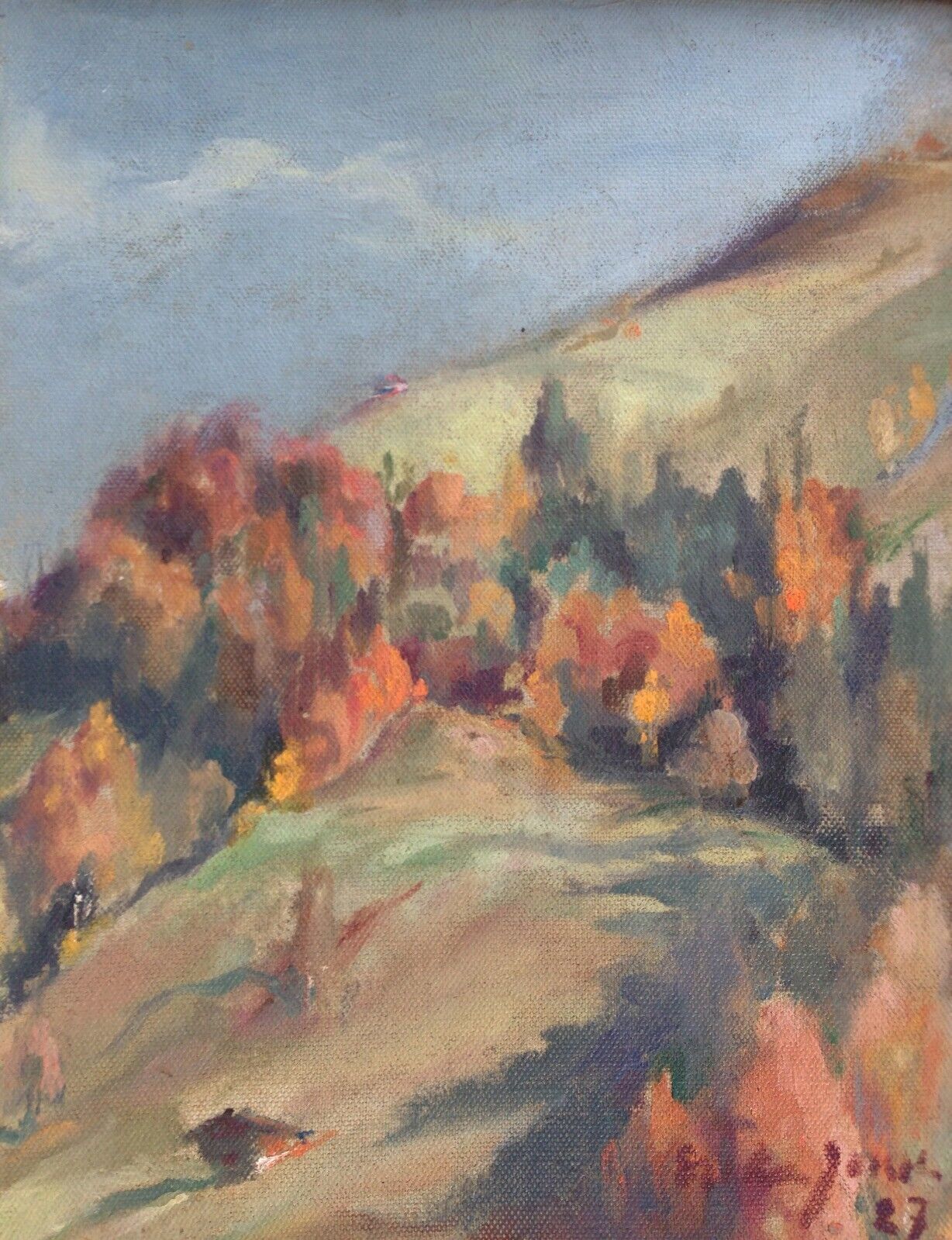 Erika Jonn (1865-1931): MOUNTAIN LANDSCAPE IN FALL COLORS dated 1927