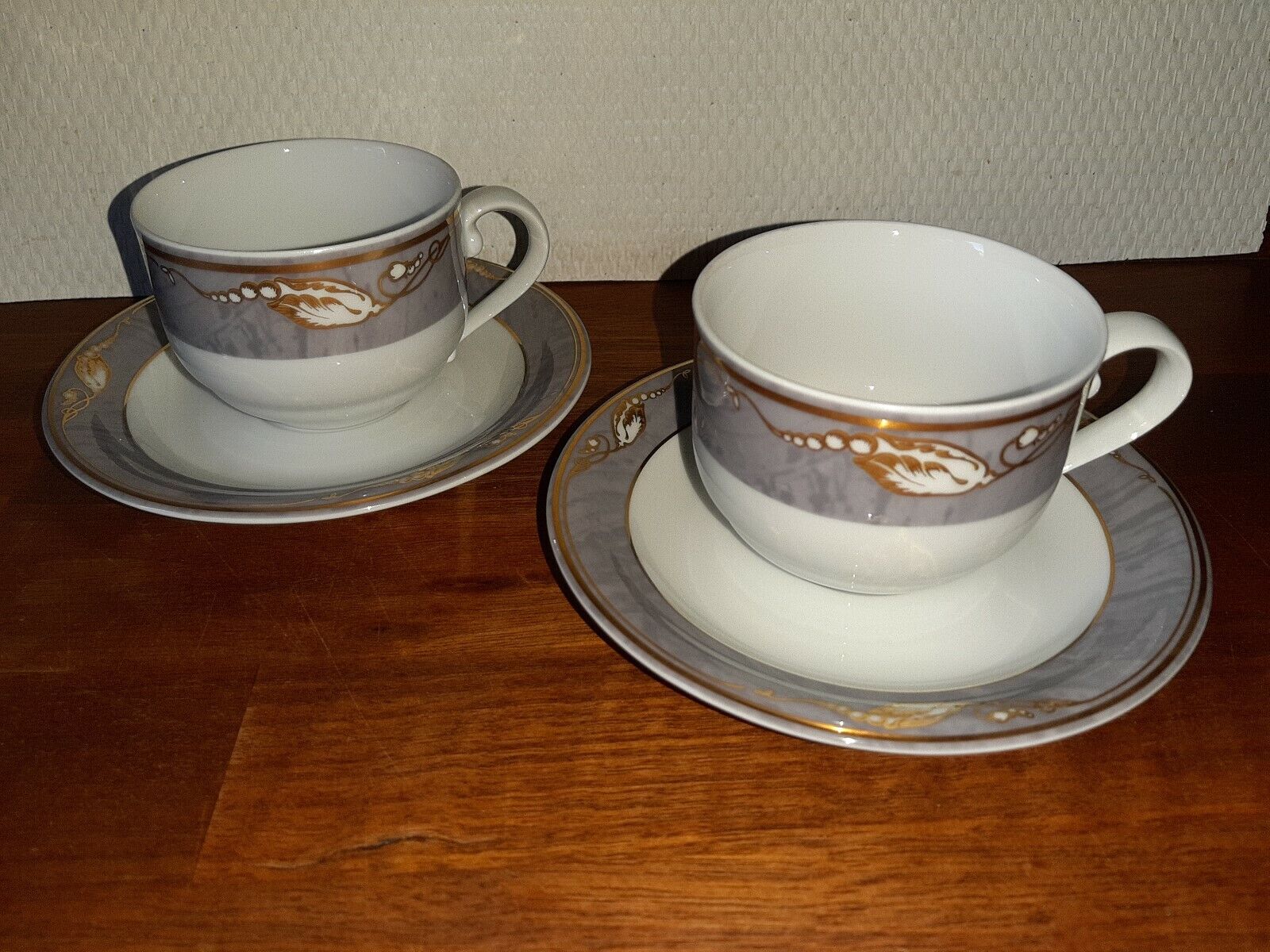 MAGNOLIA Grey 2 x Coffee sets  (Cups  Saucers) # 072  073 Royal Copenhagen 1st