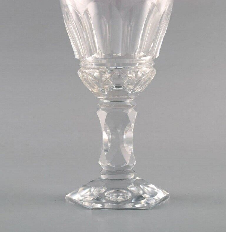 Baccarat France Three Art Deco white wine glasses in clear crystal glass