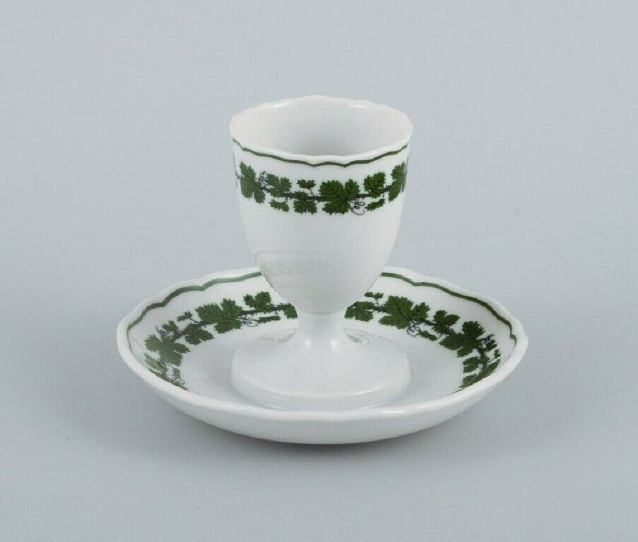 Meissen Green Ivy Vine Four parts: egg cup cup saucer and cream jug