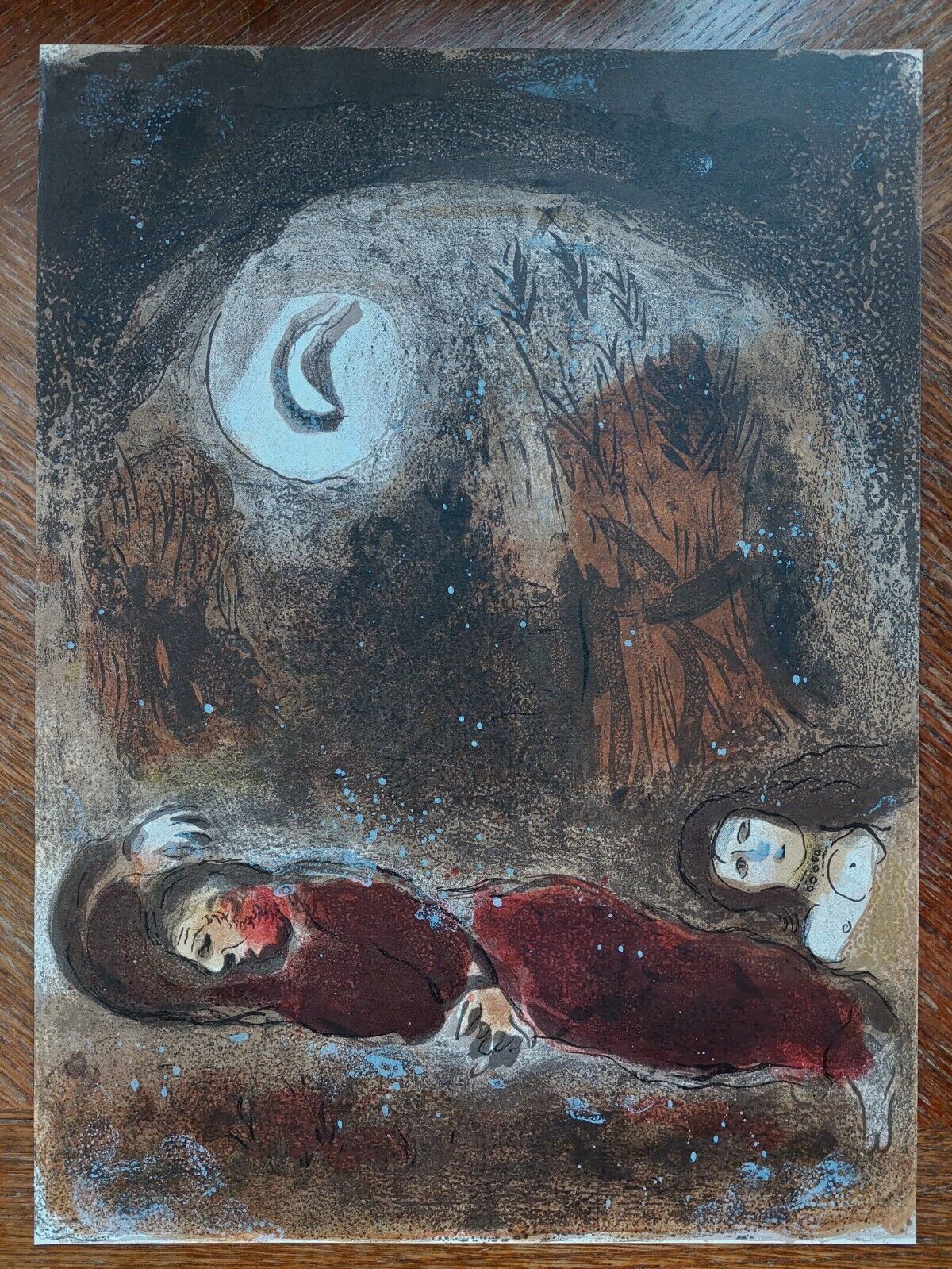 Marc CHAGALL Original lithograph "Ruth aux pieds de Booz" 1960