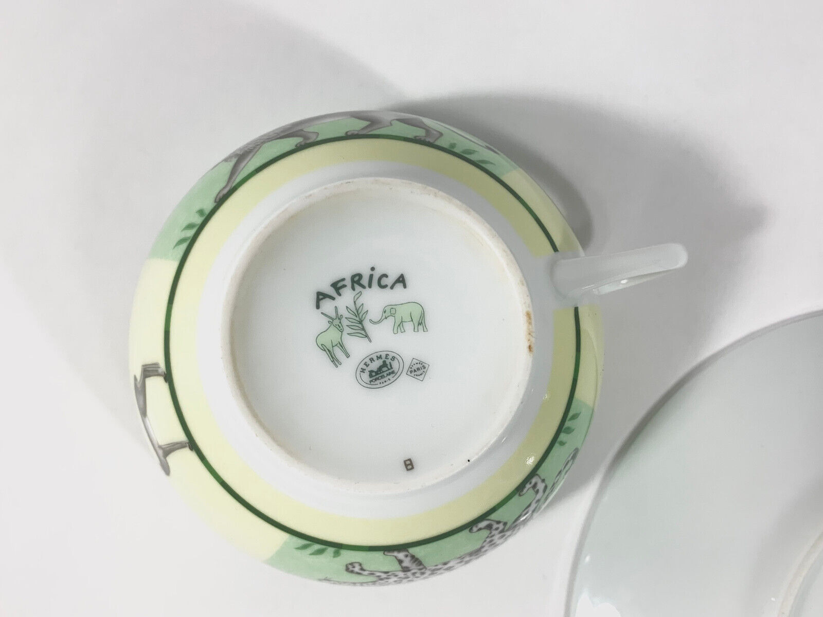 Hermes Africa Green Large Soup Morning Cup and Saucer