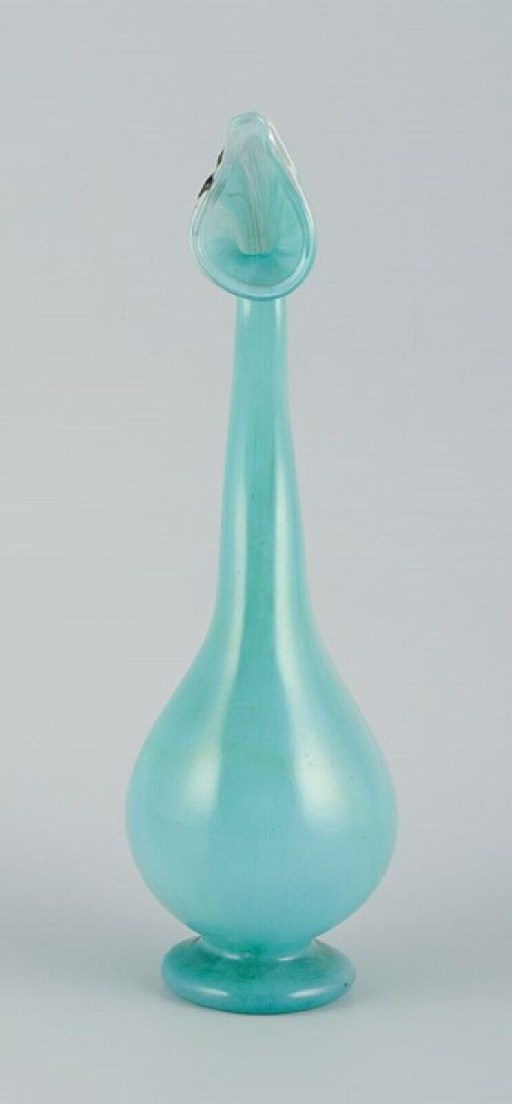 Murano Venice mouth-blown art glass vase in turquoise organic form 1960/70s