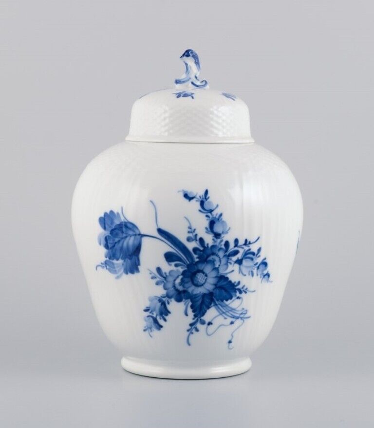 Royal Copenhagen Blue Flower Curved Pair of lidded jars in porcelain