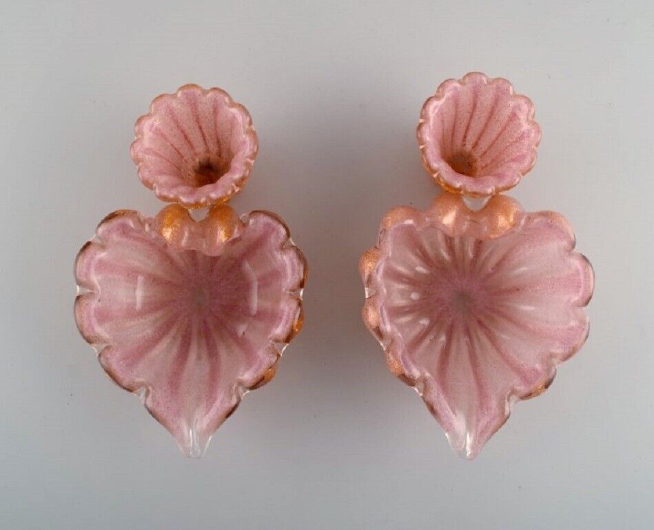 Barovier and Toso A pair of organically shaped bowls in pink art glass