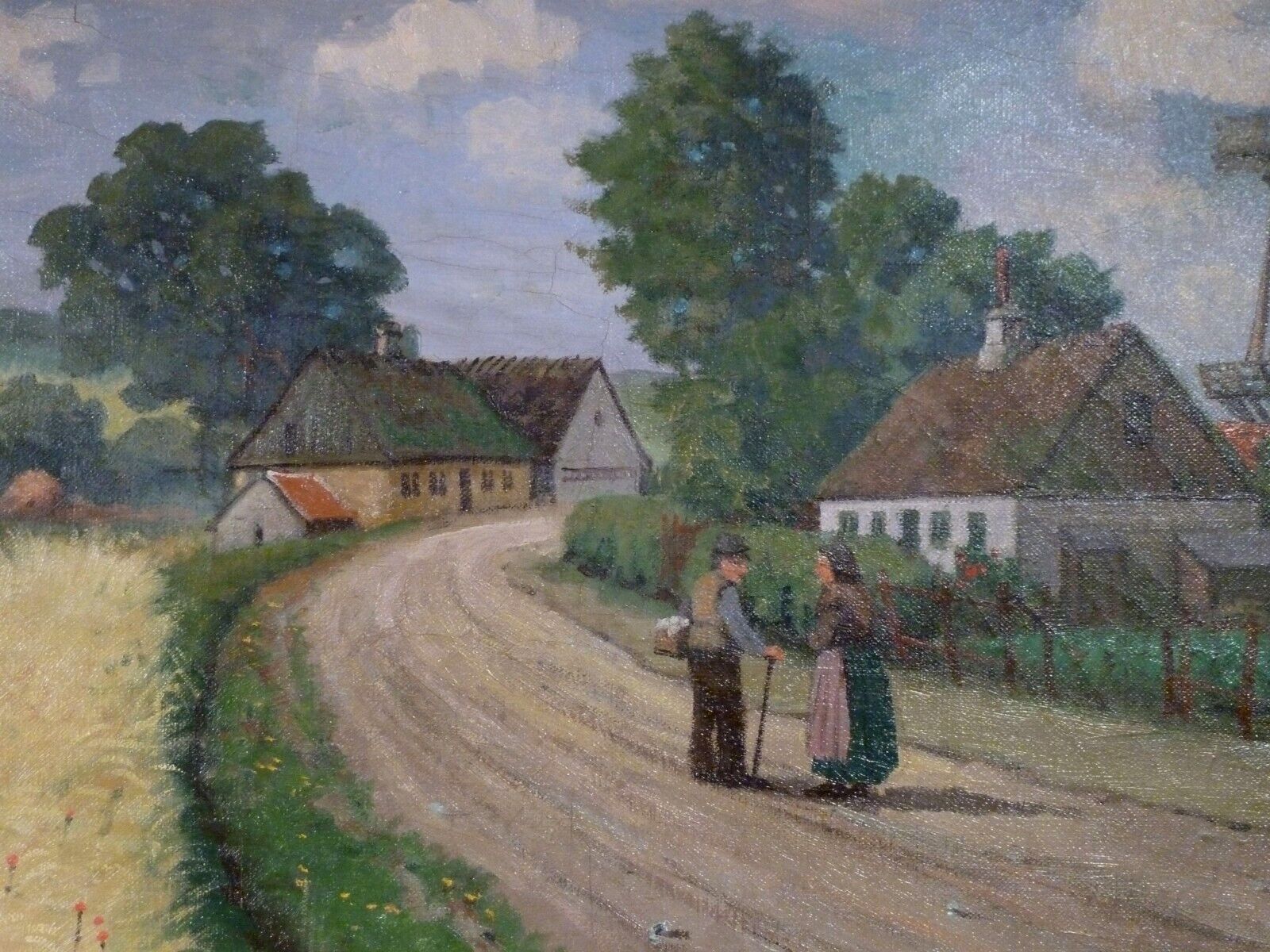 TH NIELSEN! VILLAGE SCENERY WITH WINDMILL AND FIGURES