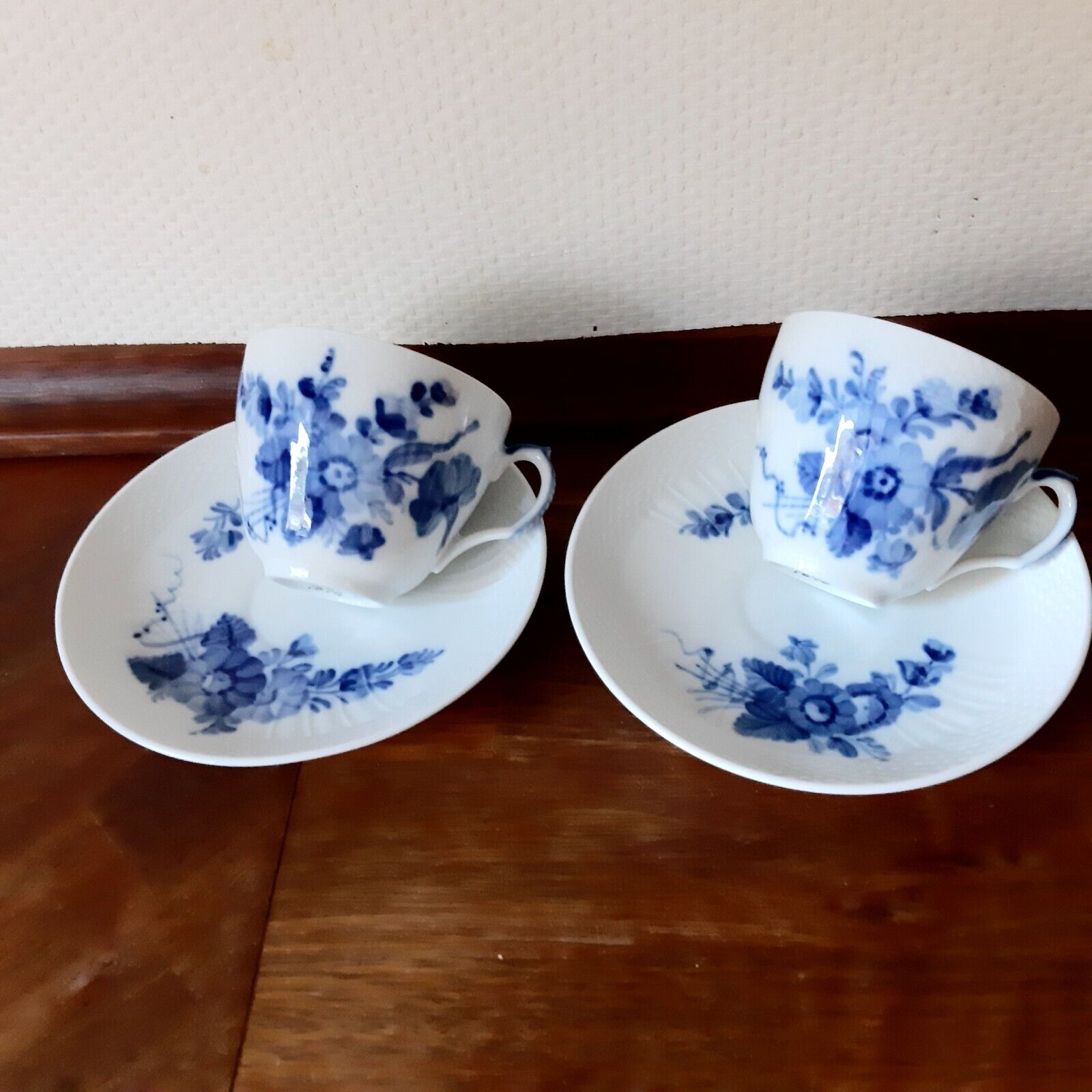 2 x COFFEE SETS BLUE FLOWER CURVED # 10- 1870 Royal Copenhagen 1969-74 Fact 1st