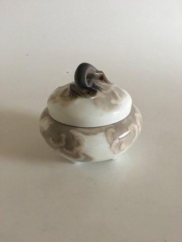 Royal Copenhagen Art Nouveau lidded dish with Lizzard and mushroom/Fungi No