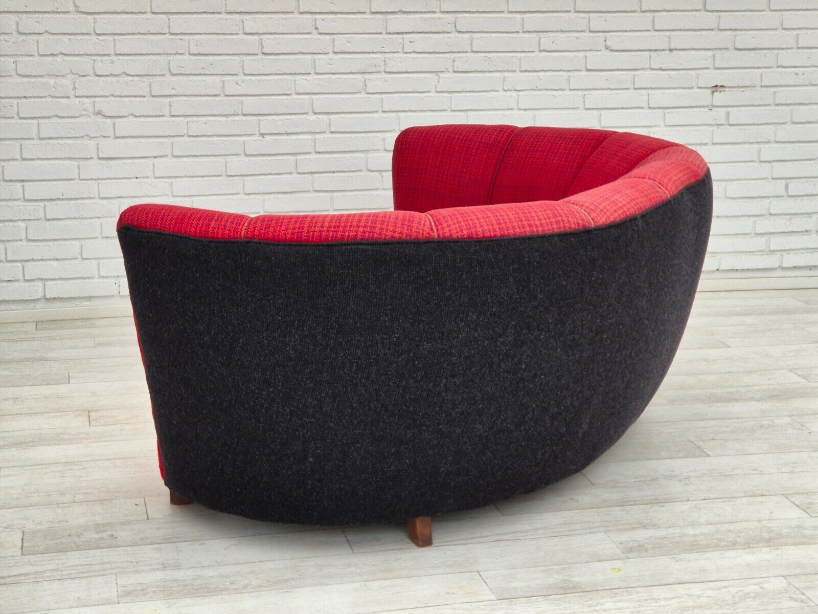 1960s Danish 2 seater "Banana" sofa furniture wool beech wood