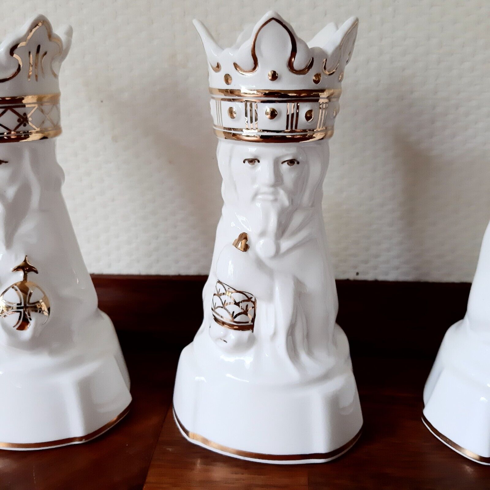 Set of 3 WISE MEN w Gold Fajance by Rasmus Harboe for ROYAL COPENHAGEN