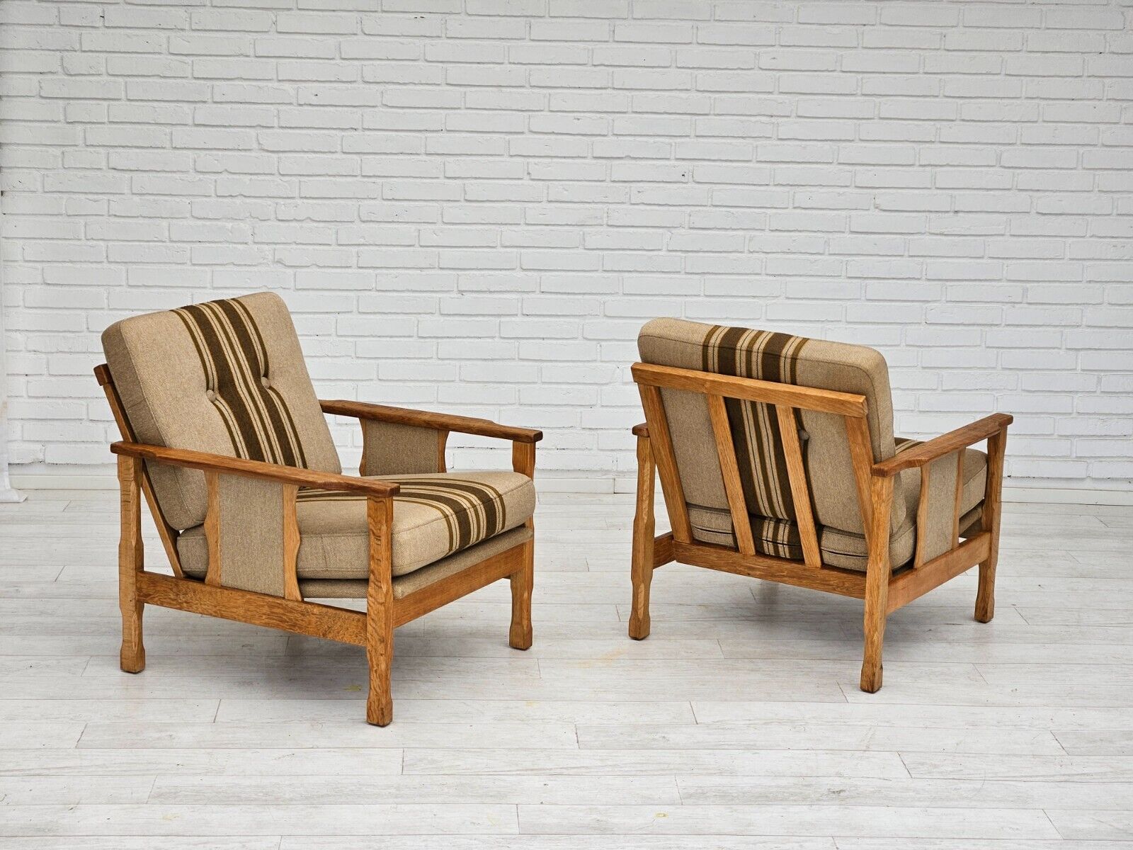 1970s pair of Danish lounge chairs original very good condition wool oak