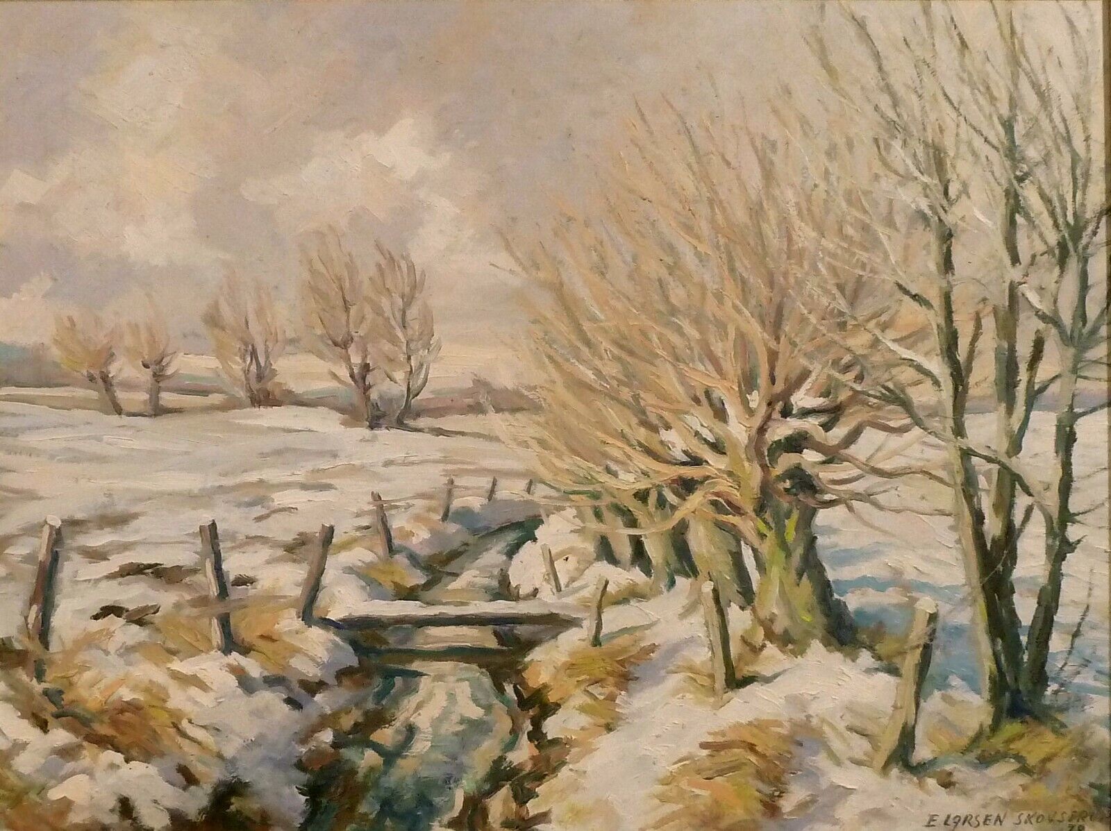 ERIK LARSEN SKOVSTRUP! WINTER LANDSCAPE WITH NAKED TREES