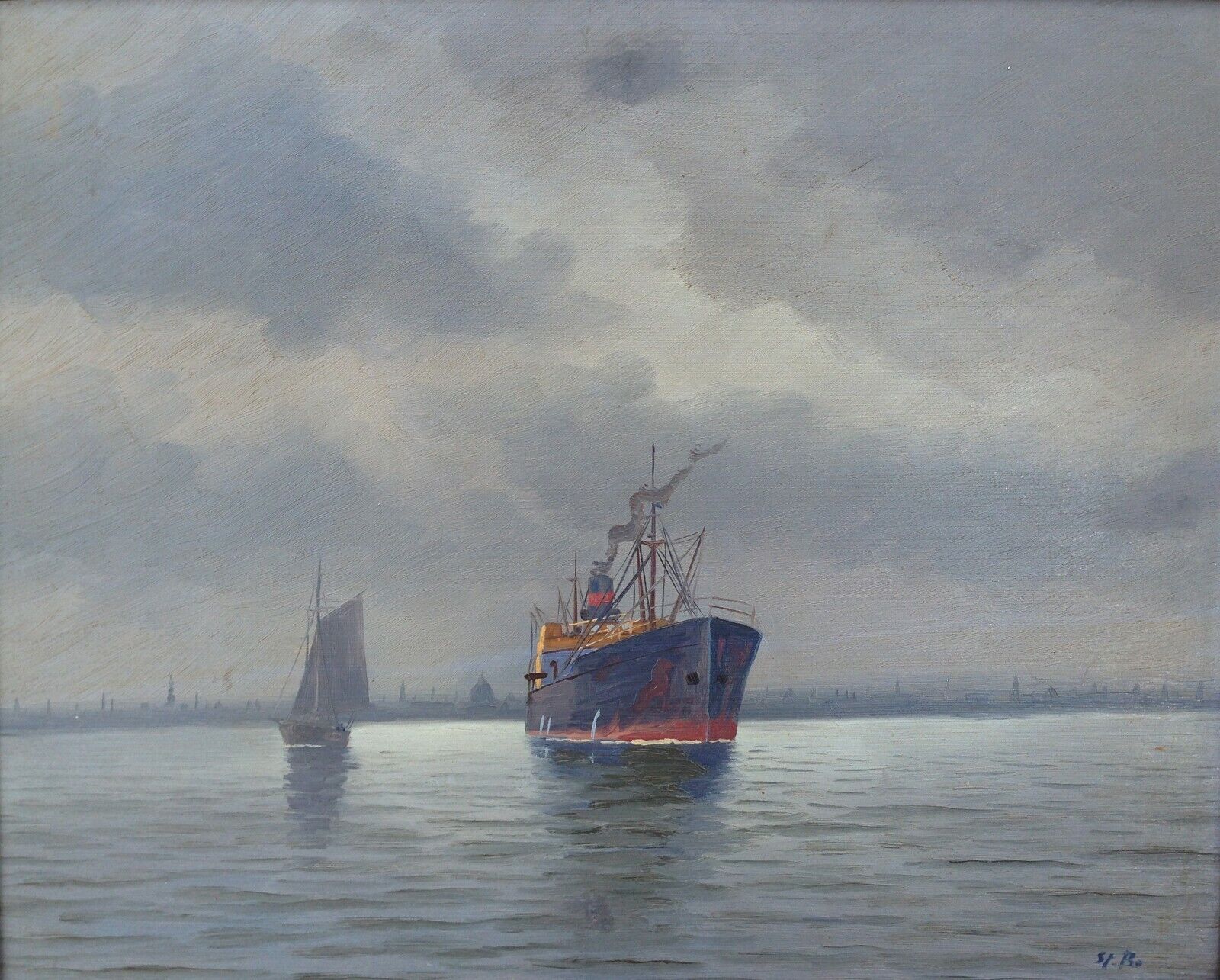 Steen Bille (1890-1953): SHIP AND SAILBOAT