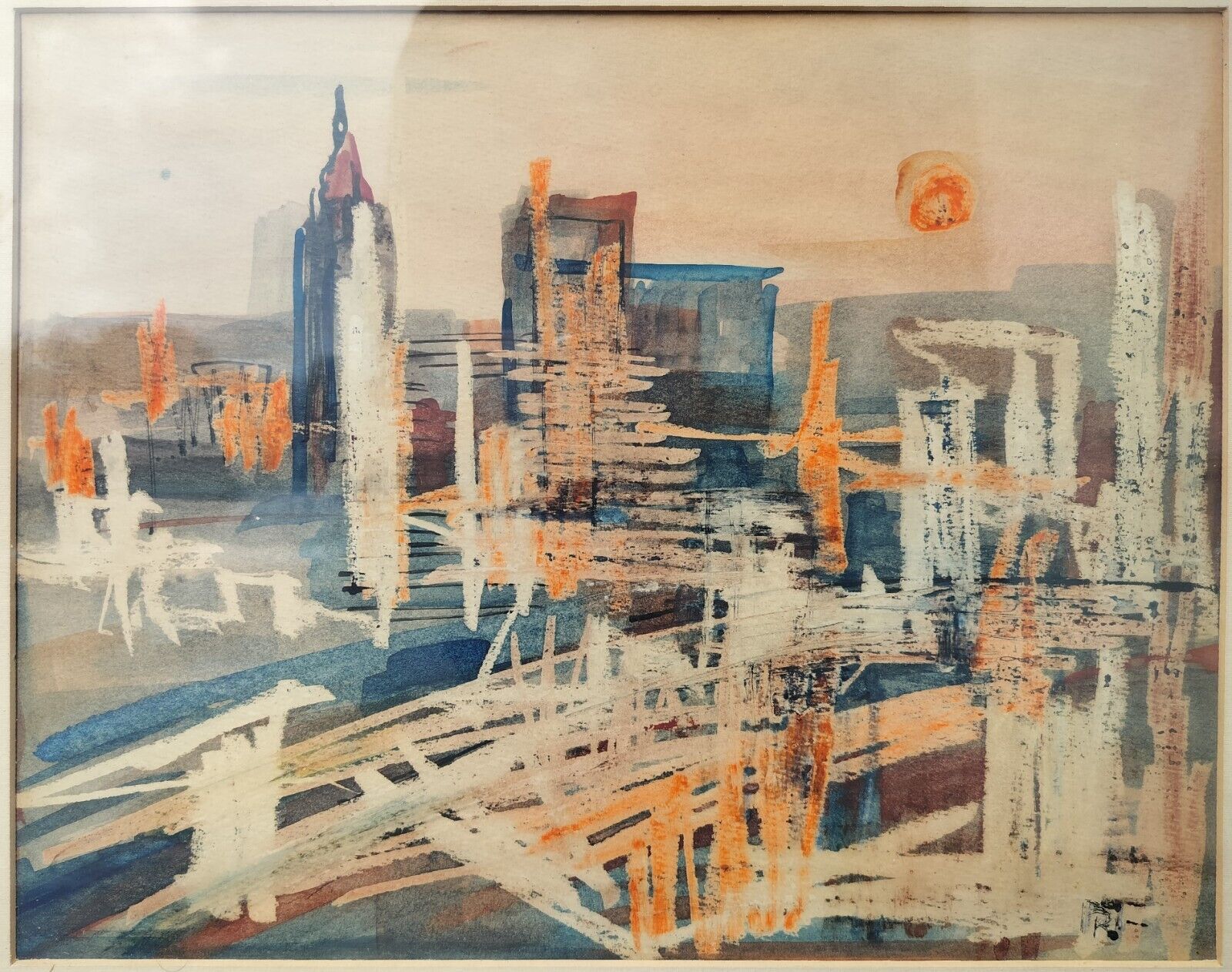 Regina B Mayner (1902-1995): CITYSCAPE (NEW YORK?) AT SUNRISE