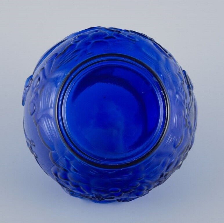 Glimma Glasbruk Sweden Art Nouveau "Blomkula" art glass vase in blue glass