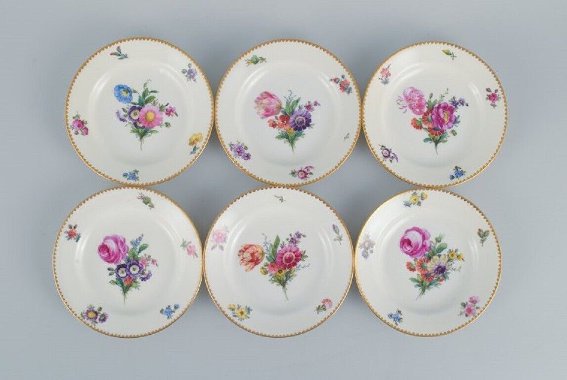 BG Bing  Grondahl Saxon flower 12 cake plates decorated with flowers