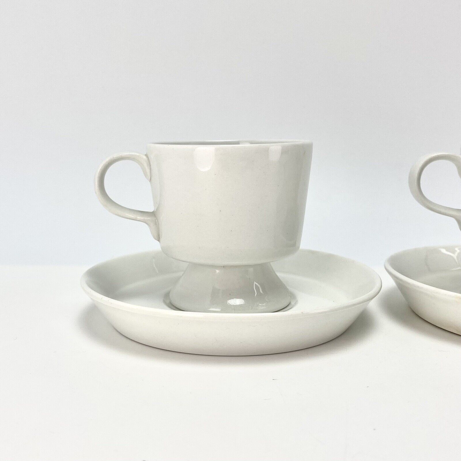 Set of 3 Vtg MCM Arabia Kaj Franck Footed Mocca Espresso Cups Saucers White