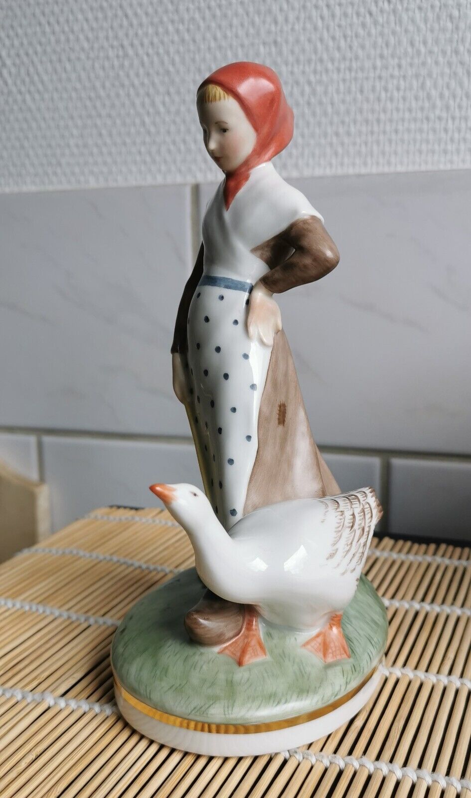 Royal Copenhagen 528 Girl with Goose Overglaze Juliane Marie Woman Figurine