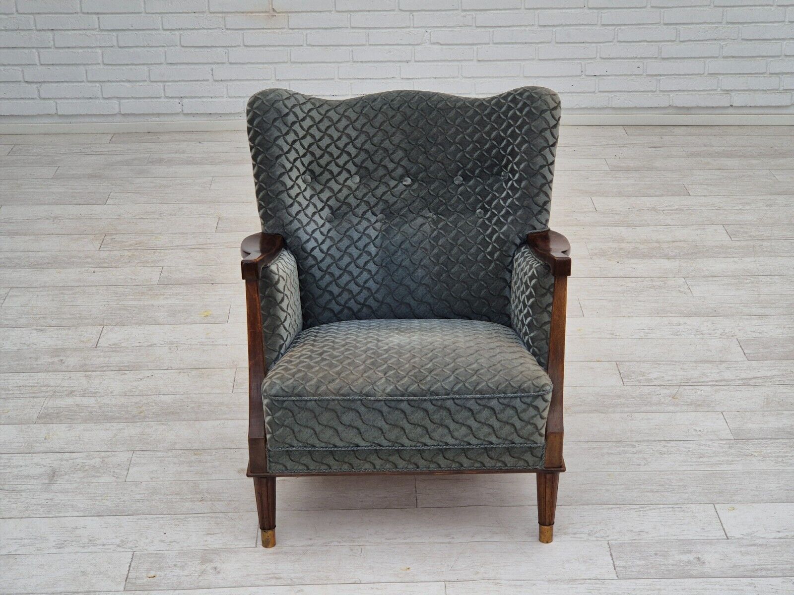 1960s Danish armchair original very good condition furniture velour beech