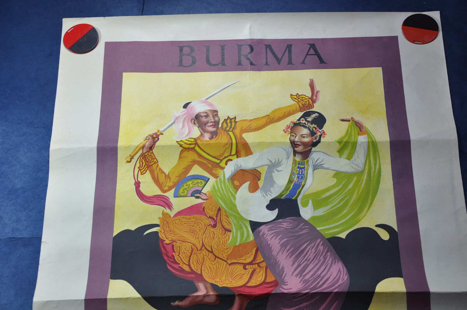 ANTIQUE ORIGINAL TRAVEL POSTER BRITISH EXHIBITION BURMA MYANMAR WEMBLEY 1924