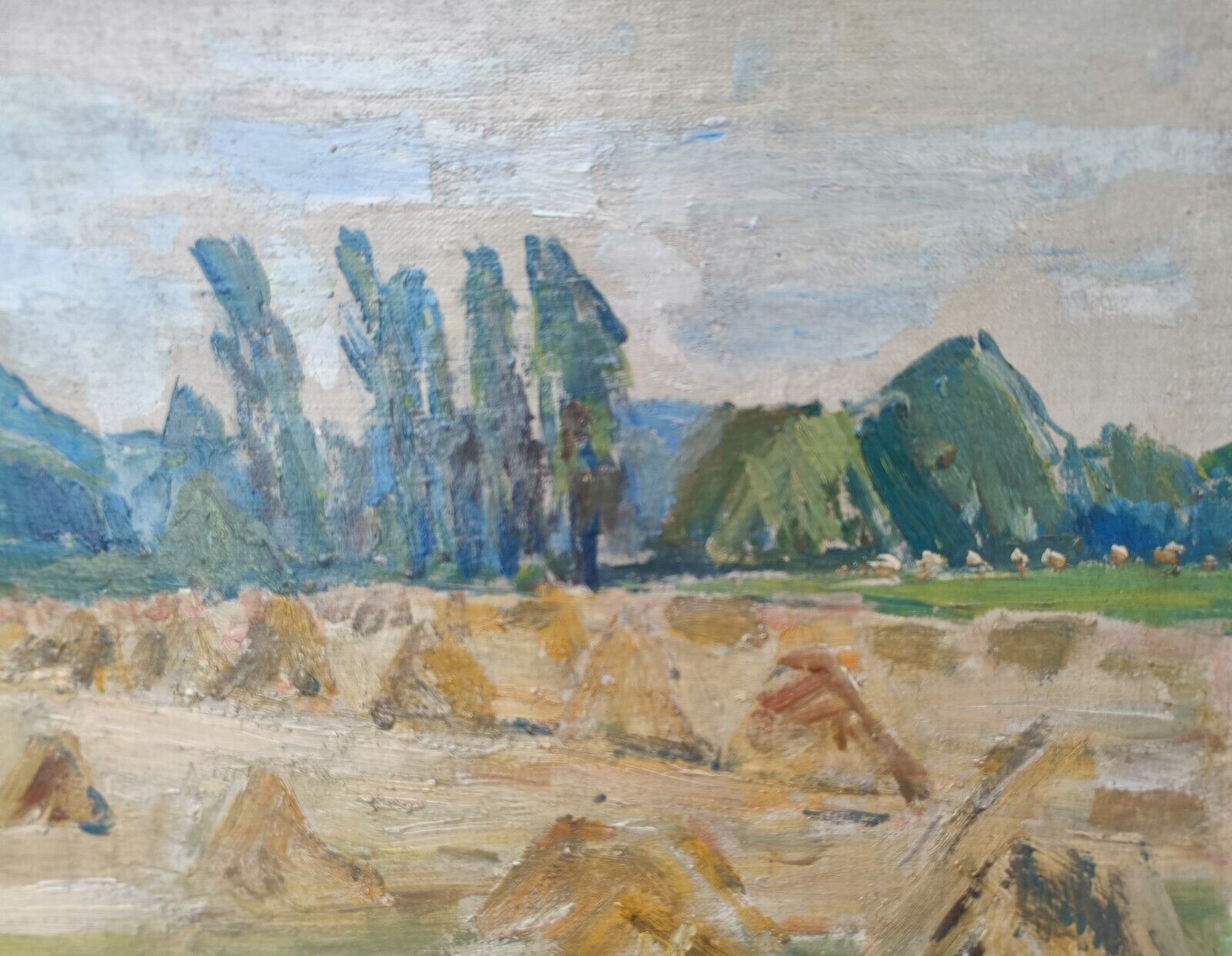 Knud Aage Borchsenius (1921-1971): FIELD FULL OF HAYCOCKS