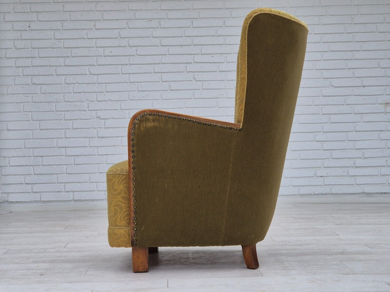 1960s Danish highback armchair original condition cotton/wool