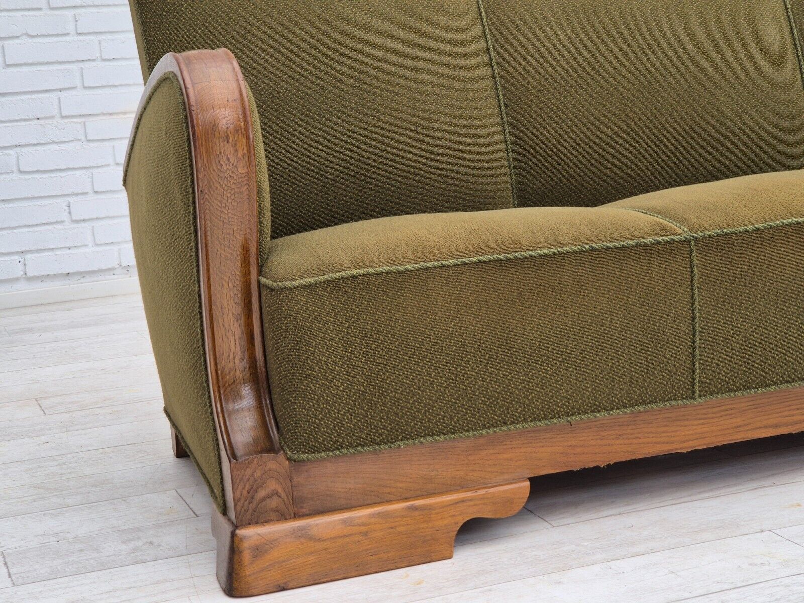 1950s Danish 3 seater sofa in original very good condition oak wood