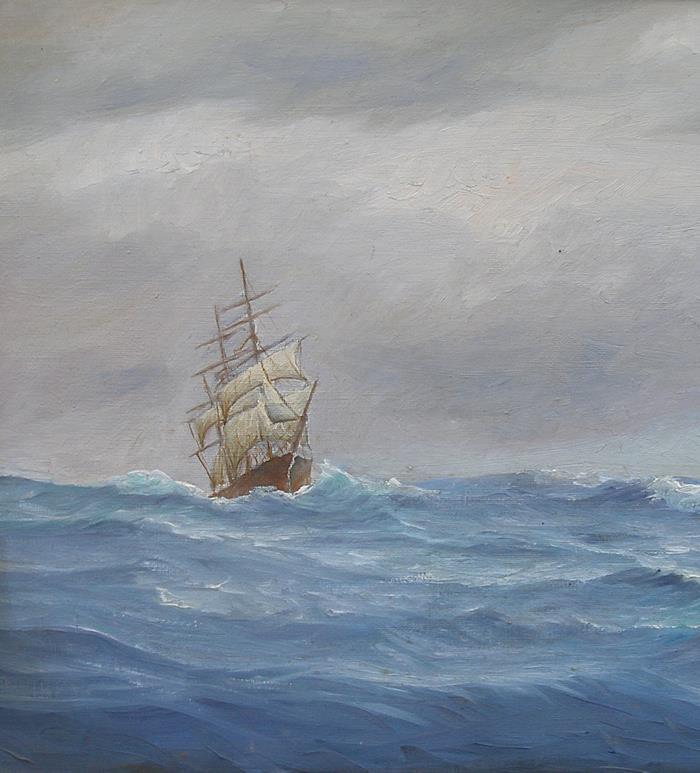 Captain Olsson ( Swedish 1900) Full-rigged Ship on high waters