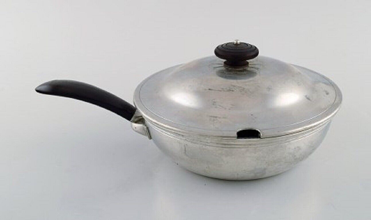 Just Andersen Denmark Rare Art Deco lidded pan in pewter 1940's