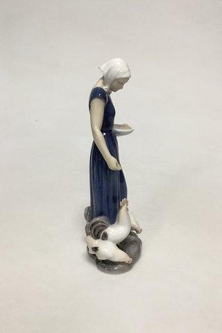 Bing and Grondahl Figurine of Girl feeding Chickens No 2220