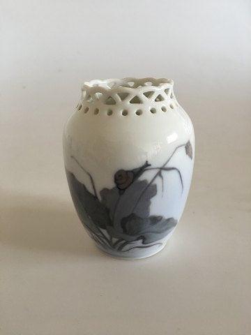 Royal Copenhagen Art Nouveau Snail Vase with pierced rim No 1883/223