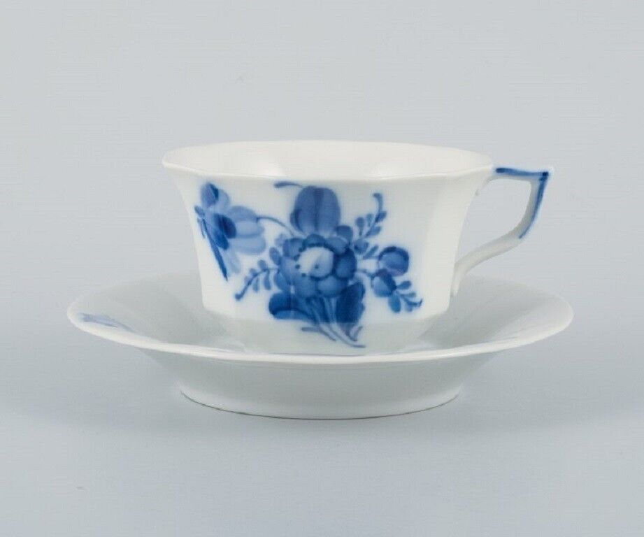 Royal Copenhagen Blue Flower angular Six coffee cups with six saucers