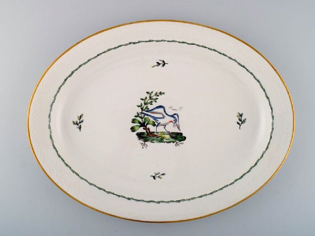 Large oval Royal Copenhagen serving dish in hand-painted porcelain