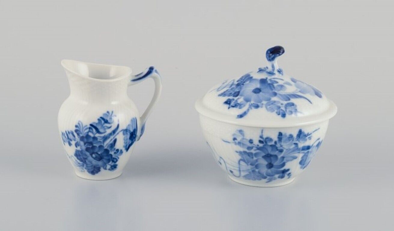 Royal Copenhagen Blue Flower Curved Creamer and sugar bowl in porcelain