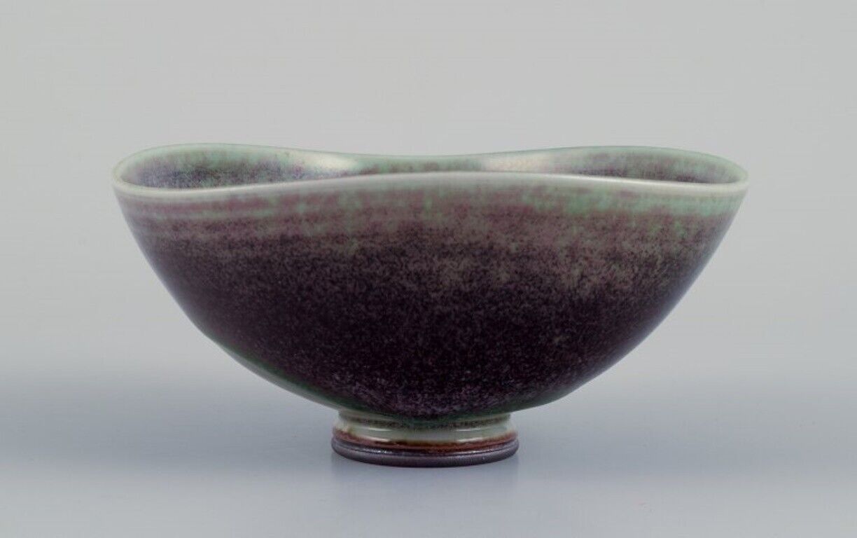 Berndt Friberg for Gustavsberg Sweden Unique ceramic bowl in Aniara glaze