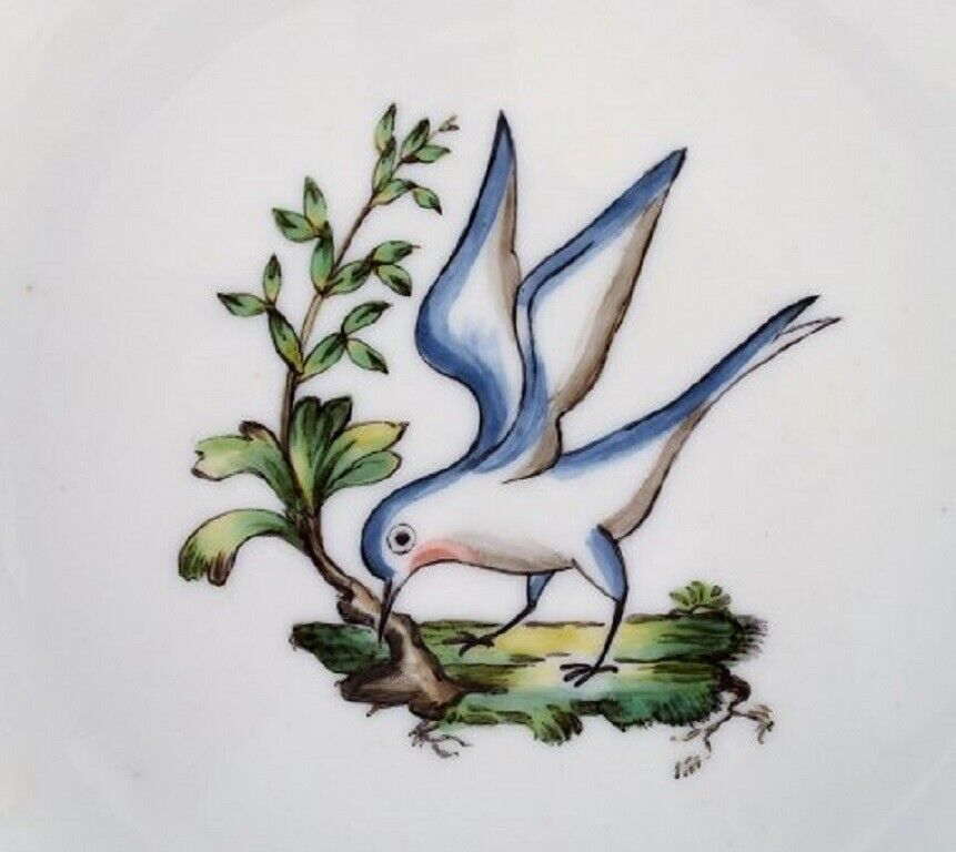 Royal Copenhagen soup plate in hand-painted porcelain with bird motifs 17 pcs