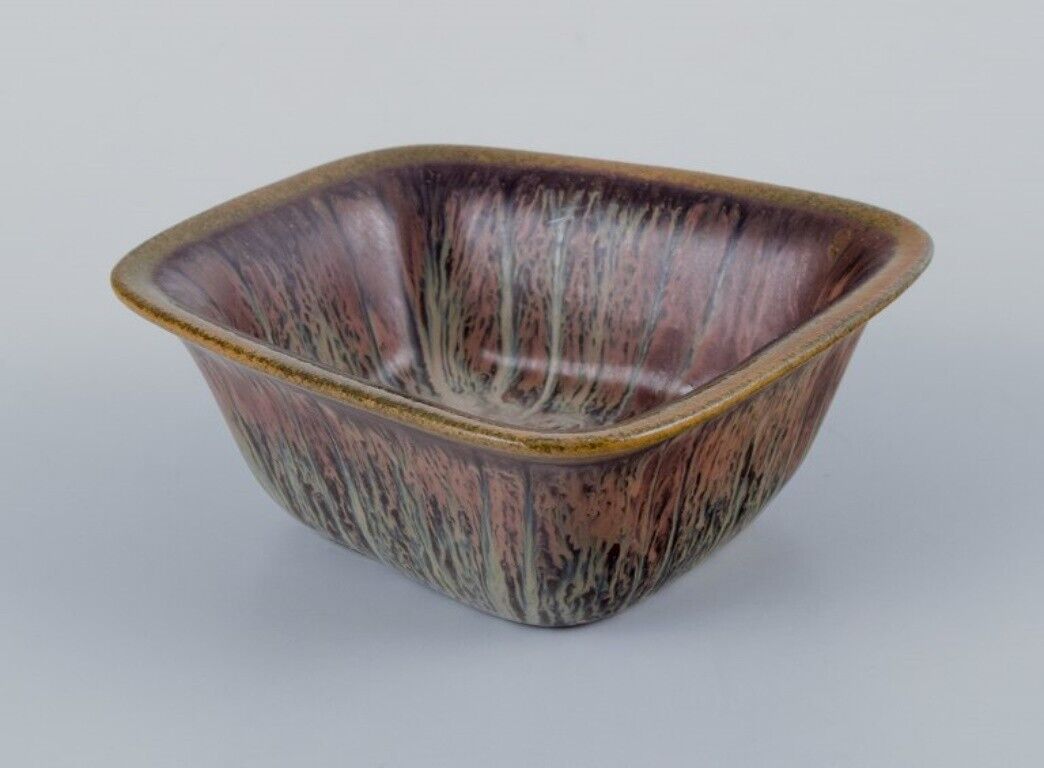 Gunnar Nylund for Rörstrand small ceramic bowl with glaze in green-brown tones