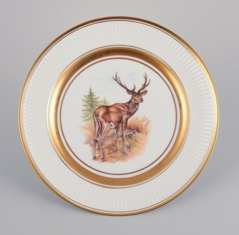 Royal Copenhagen six Fauna Danica style dinner plates in porcelain 1960s