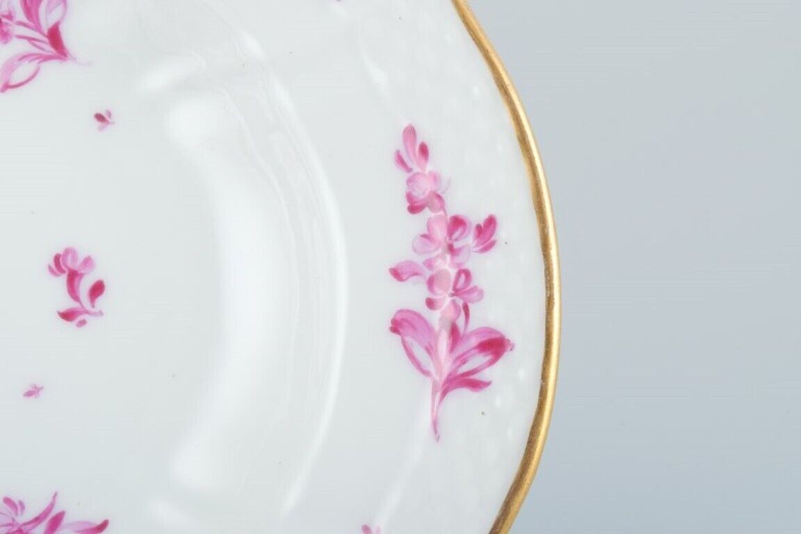 Royal Copenhagen oval serving dish with purple flowers and gold rim