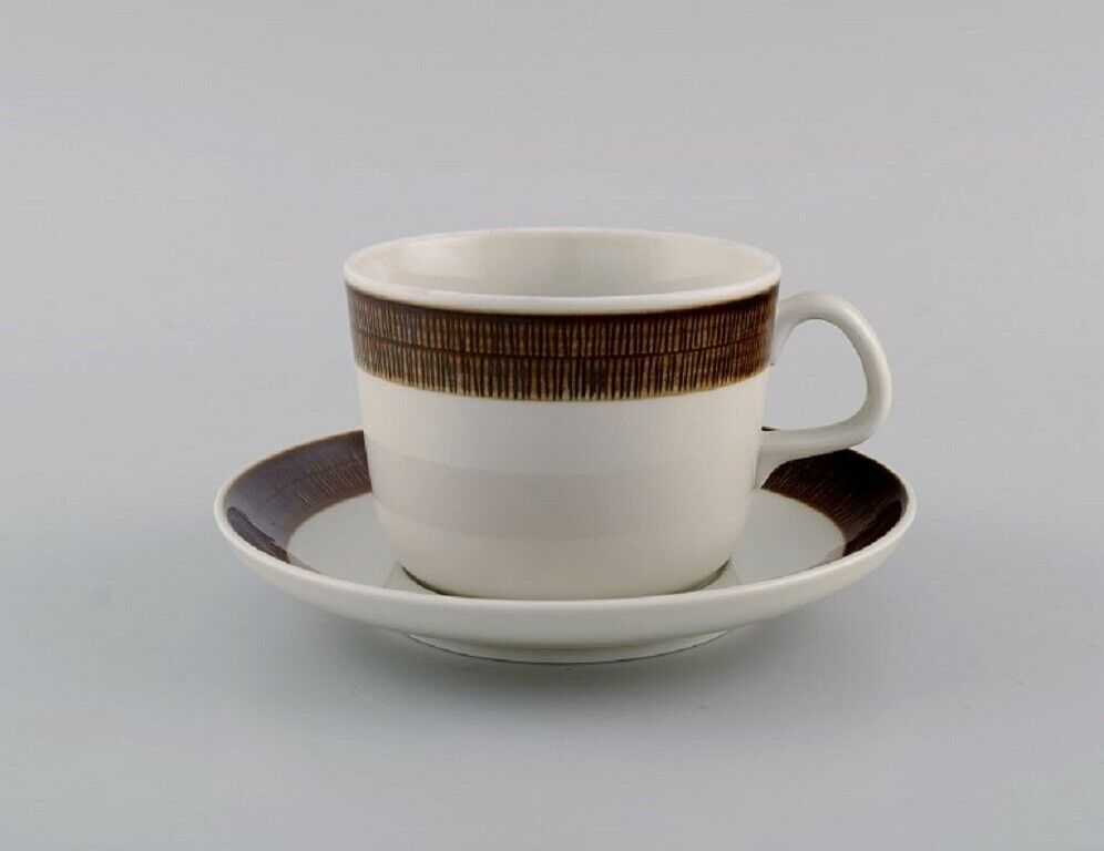 Hertha Bengtsson (1917-1993) for Rörstrand Four Koka teacups with saucers